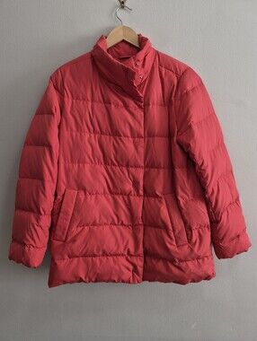 J. Jill Red Puffer Down Coat Size Medium